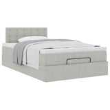 Cadre de lit ottoman avec matelas gris clair 120x190 cm velours