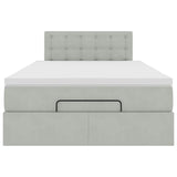 Cadre de lit ottoman avec matelas gris clair 120x190 cm velours