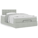 Cadre de lit ottoman avec matelas gris clair 120x190 cm velours