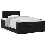 Cadre de lit ottoman avec matelas noir 120x190 cm velours