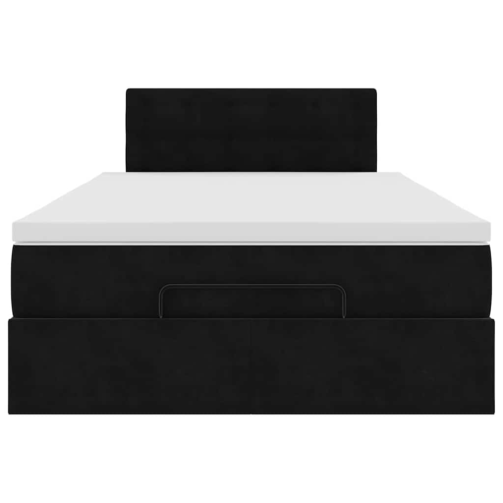 Cadre de lit ottoman avec matelas noir 120x190 cm velours