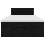 Cadre de lit ottoman avec matelas noir 120x190 cm velours