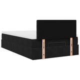 Cadre de lit ottoman avec matelas noir 120x190 cm velours