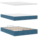 Cadre de lit ottoman avec matelas bleu foncé 120x190 cm velours