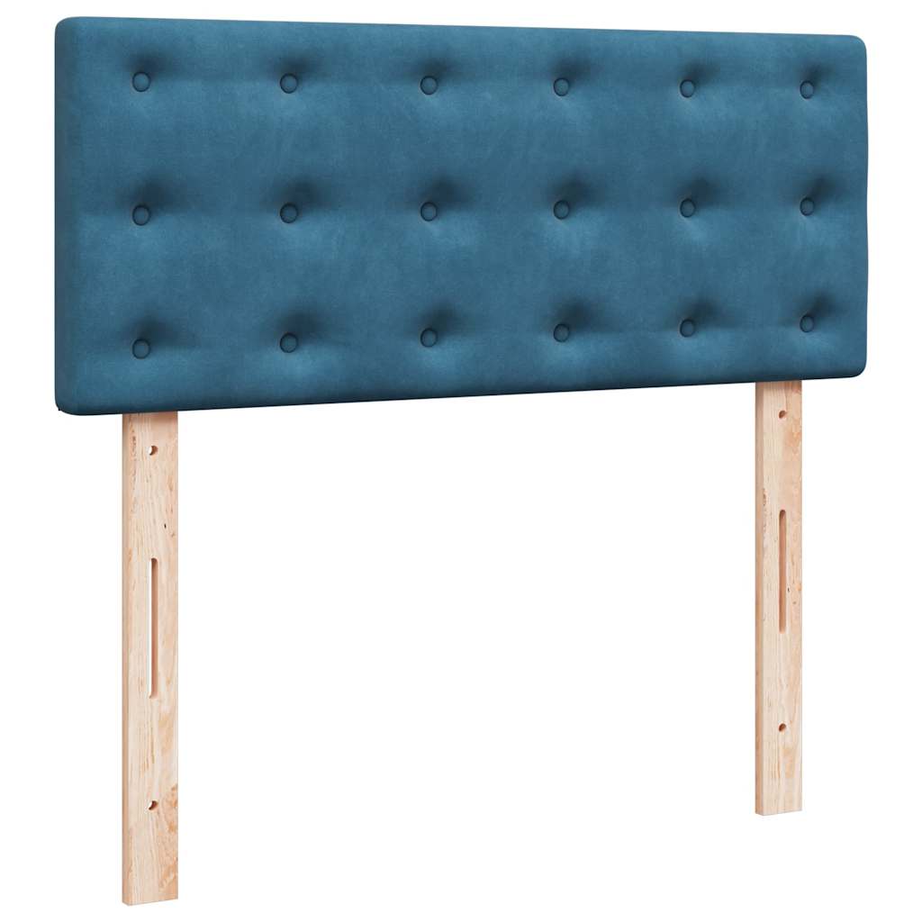 Cadre de lit ottoman avec matelas bleu foncé 120x190 cm velours