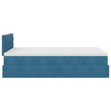 Cadre de lit ottoman avec matelas bleu foncé 120x190 cm velours