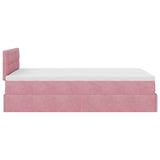 Cadre de lit ottoman avec matelas rose 120x190 cm velours