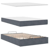 Cadre de lit ottoman et matelas gris foncé 120x200 cm velours