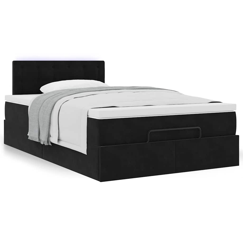 Cadre de lit ottoman avec matelas noir 120x200 cm velours