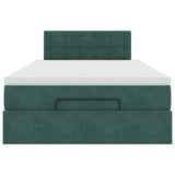 Cadre de lit ottoman avec matelas vert foncé 120x200 cm velours