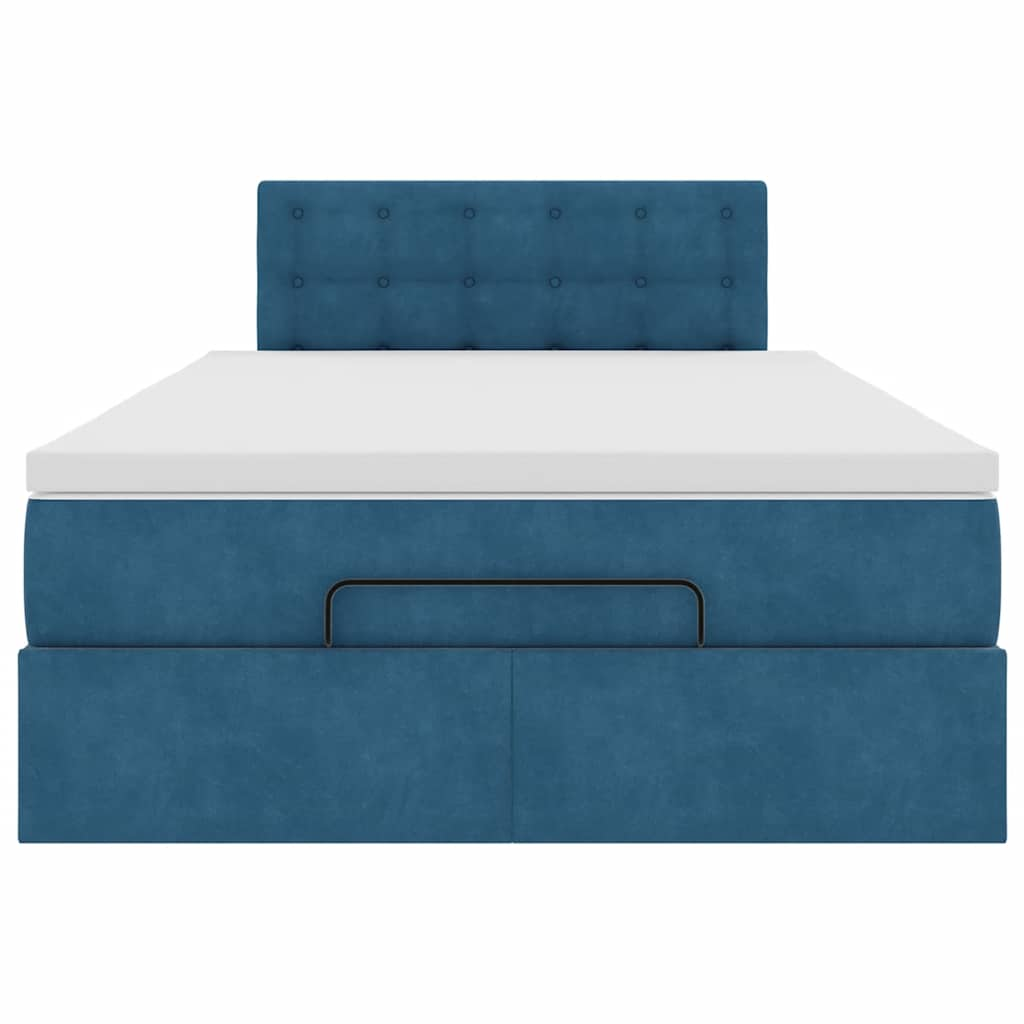 Cadre de lit ottoman avec matelas bleu foncé 120x200 cm velours