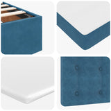 Cadre de lit ottoman avec matelas bleu foncé 120x200 cm velours