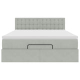 Cadre de lit ottoman et matelas gris clair 140x190 velours