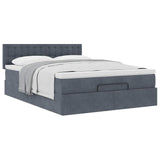 Cadre de lit ottoman avec matelas gris foncé 140x190 cm velours