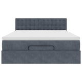 Cadre de lit ottoman avec matelas gris foncé 140x190 cm velours