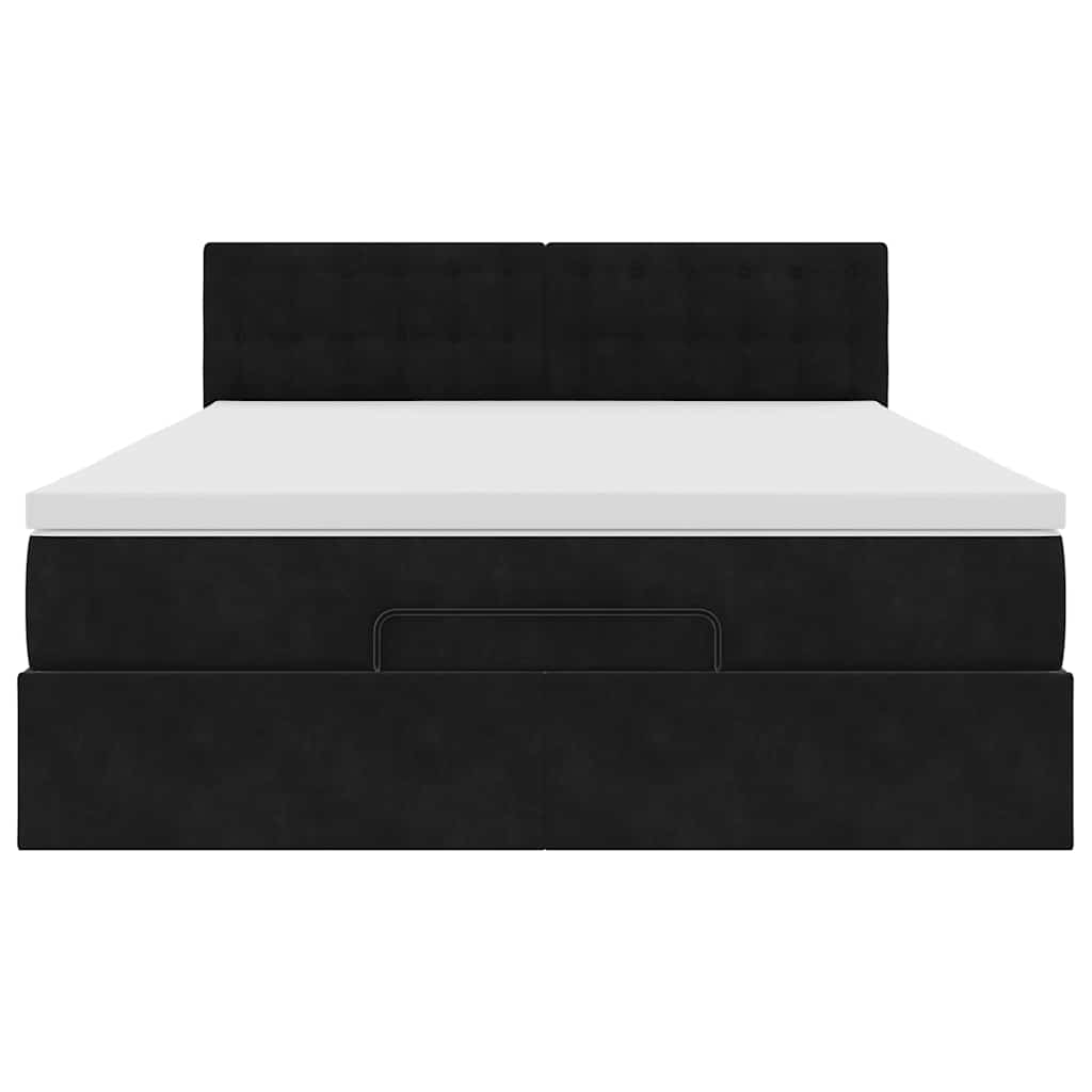 Cadre de lit ottoman avec matelas noir 140x190 cm velours