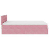 Cadre de lit ottoman avec matelas rose 140x190 cm velours