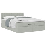 Cadre de lit ottoman avec matelas gris clair 140x200 cm velours