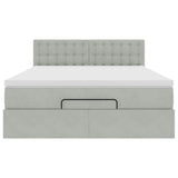 Cadre de lit ottoman avec matelas gris clair 140x200 cm velours