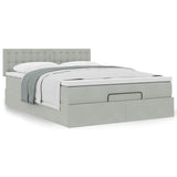 Cadre de lit ottoman avec matelas gris clair 140x200 cm velours