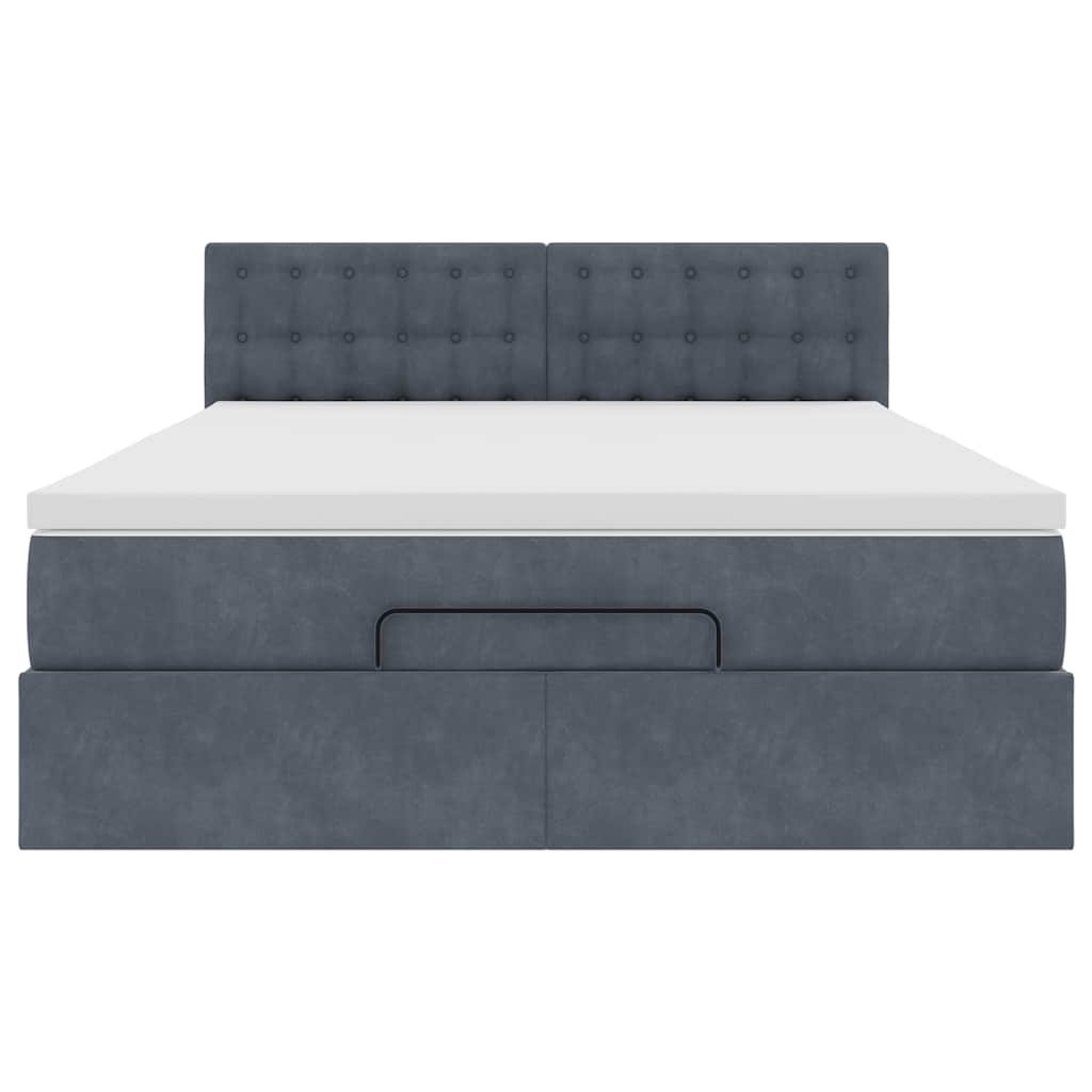 Cadre de lit ottoman avec matelas gris foncé 140x200 cm velours