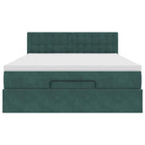 Cadre de lit ottoman avec matelas vert foncé 140x200 cm velours