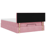 Cadre de lit ottoman avec matelas rose 140x200 cm velours