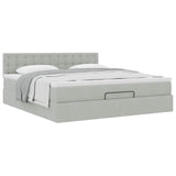 Cadre de lit ottoman avec matelas gris clair 160x200 cm velours