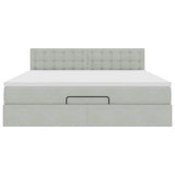 Cadre de lit ottoman avec matelas gris clair 160x200 cm velours