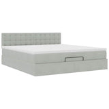 Cadre de lit ottoman avec matelas gris clair 180x200 cm velours