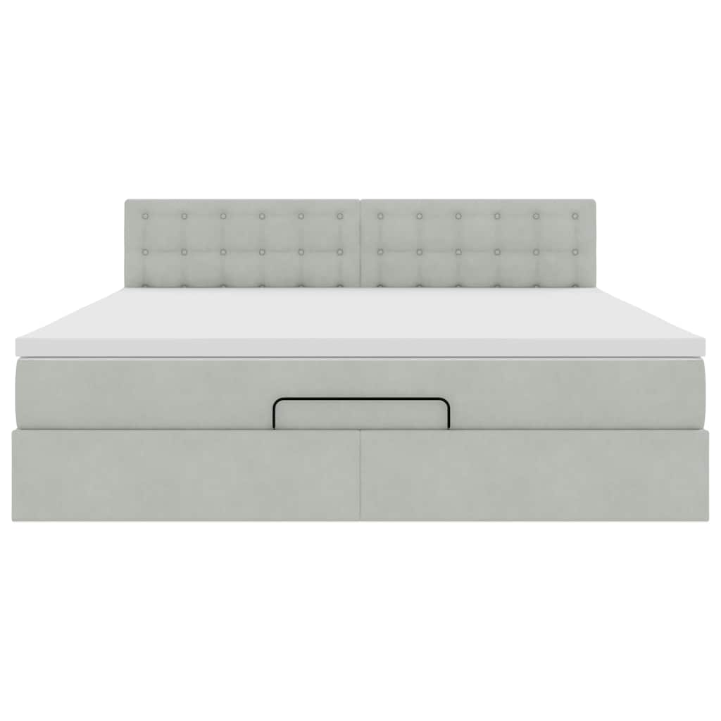 Cadre de lit ottoman avec matelas gris clair 180x200 cm velours