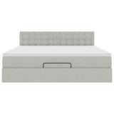 Cadre de lit ottoman avec matelas gris clair 180x200 cm velours