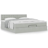 Cadre de lit ottoman avec matelas gris clair 180x200 cm velours