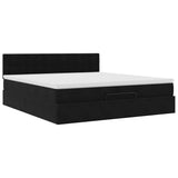 Cadre de lit ottoman avec matelas noir 180x200 cm velours