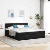 Cadre de lit ottoman avec matelas noir 180x200 cm velours