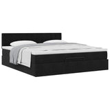 Cadre de lit ottoman avec matelas noir 180x200 cm velours