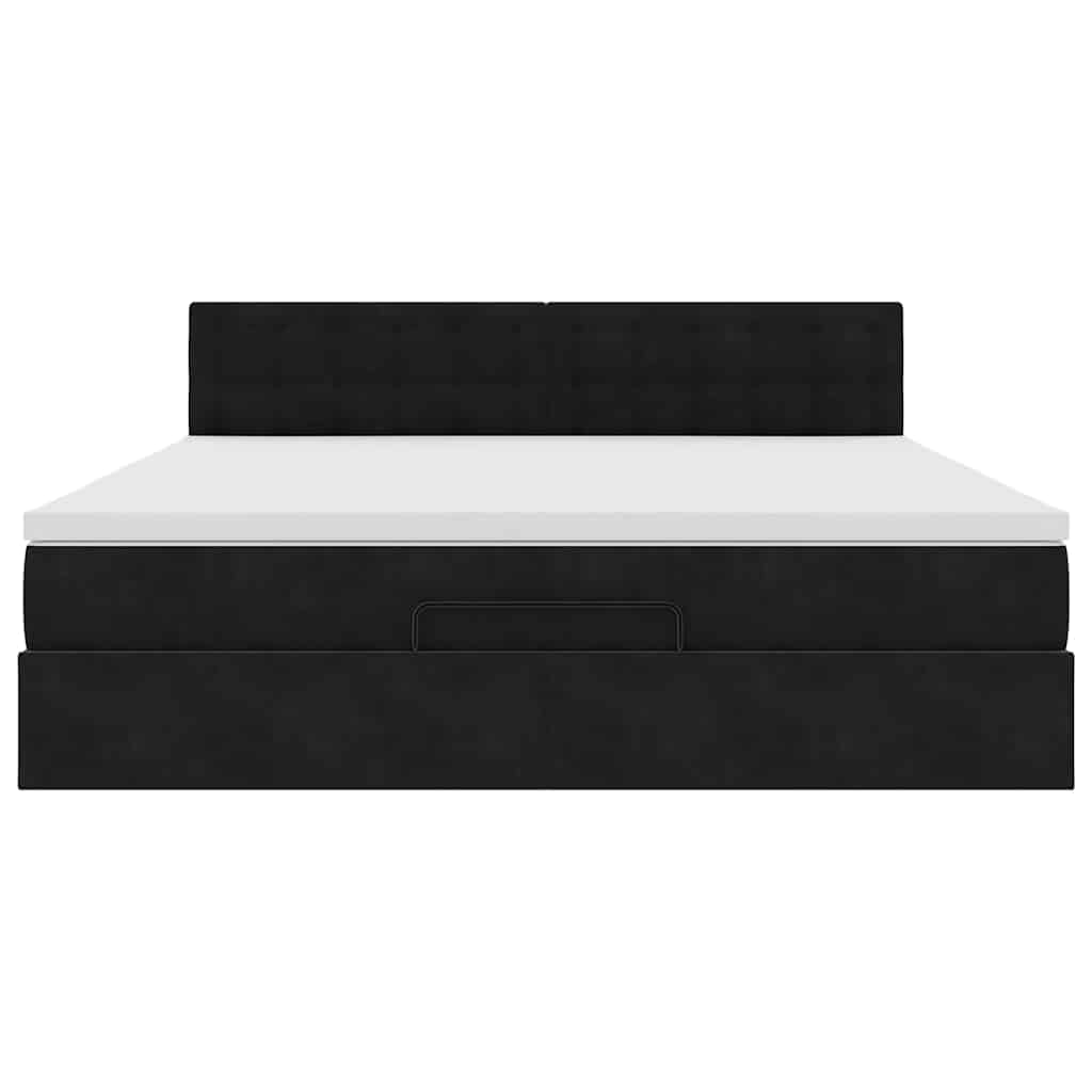 Ottoman bed frame with black mattress 180x200 cm velvet