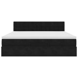 Ottoman bed frame with black mattress 180x200 cm velvet