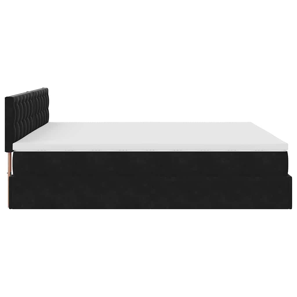 Ottoman bed frame with black mattress 180x200 cm velvet