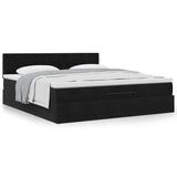 Ottoman bed frame with black mattress 180x200 cm velvet