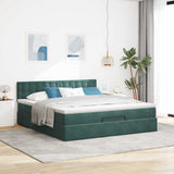 Cadre de lit ottoman avec matelas vert foncé 180x200 cm velours