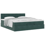 Cadre de lit ottoman avec matelas vert foncé 180x200 cm velours