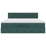 Cadre de lit ottoman avec matelas vert foncé 180x200 cm velours