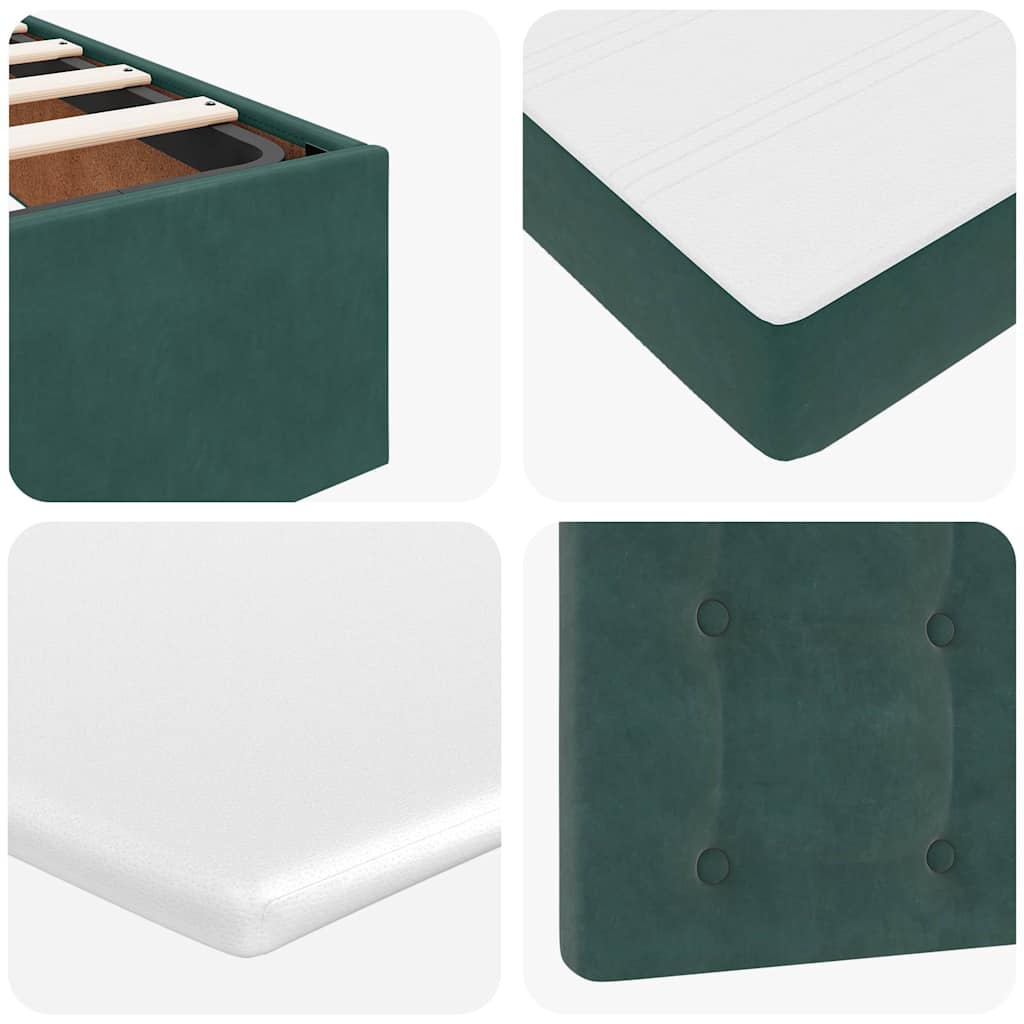 Cadre de lit ottoman avec matelas vert foncé 180x200 cm velours