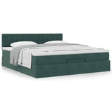 Cadre de lit ottoman avec matelas vert foncé 180x200 cm velours