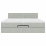 Cadre de lit ottoman avec matelas gris clair 200x200 cm velours