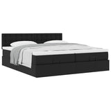 Cadre de lit ottoman avec matelas noir 160x200 cm similicuir