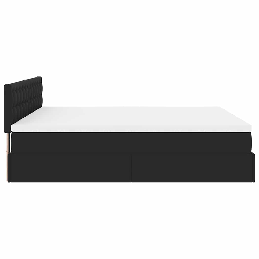 Cadre de lit ottoman avec matelas noir 160x200 cm similicuir