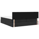 Cadre de lit ottoman avec matelas noir 160x200 cm similicuir