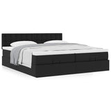 Cadre de lit ottoman avec matelas noir 160x200 cm similicuir